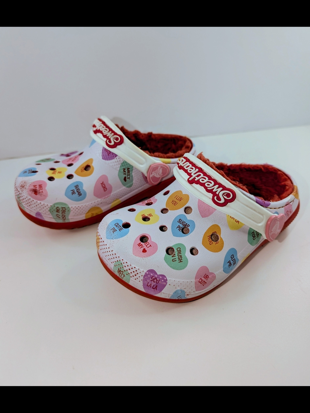 Crocs Sweethearts Clog Childs Size C9 Limited Edition Classic Lined Red White